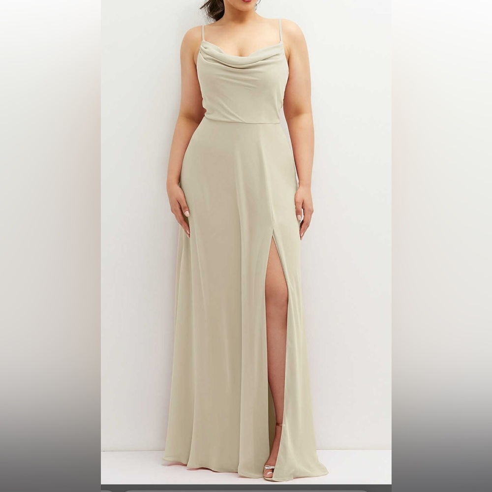 Dessy Group Soft Cowl-Neck A-Line Maxi Dress - Lux Chiffon Bridesmaids Dress